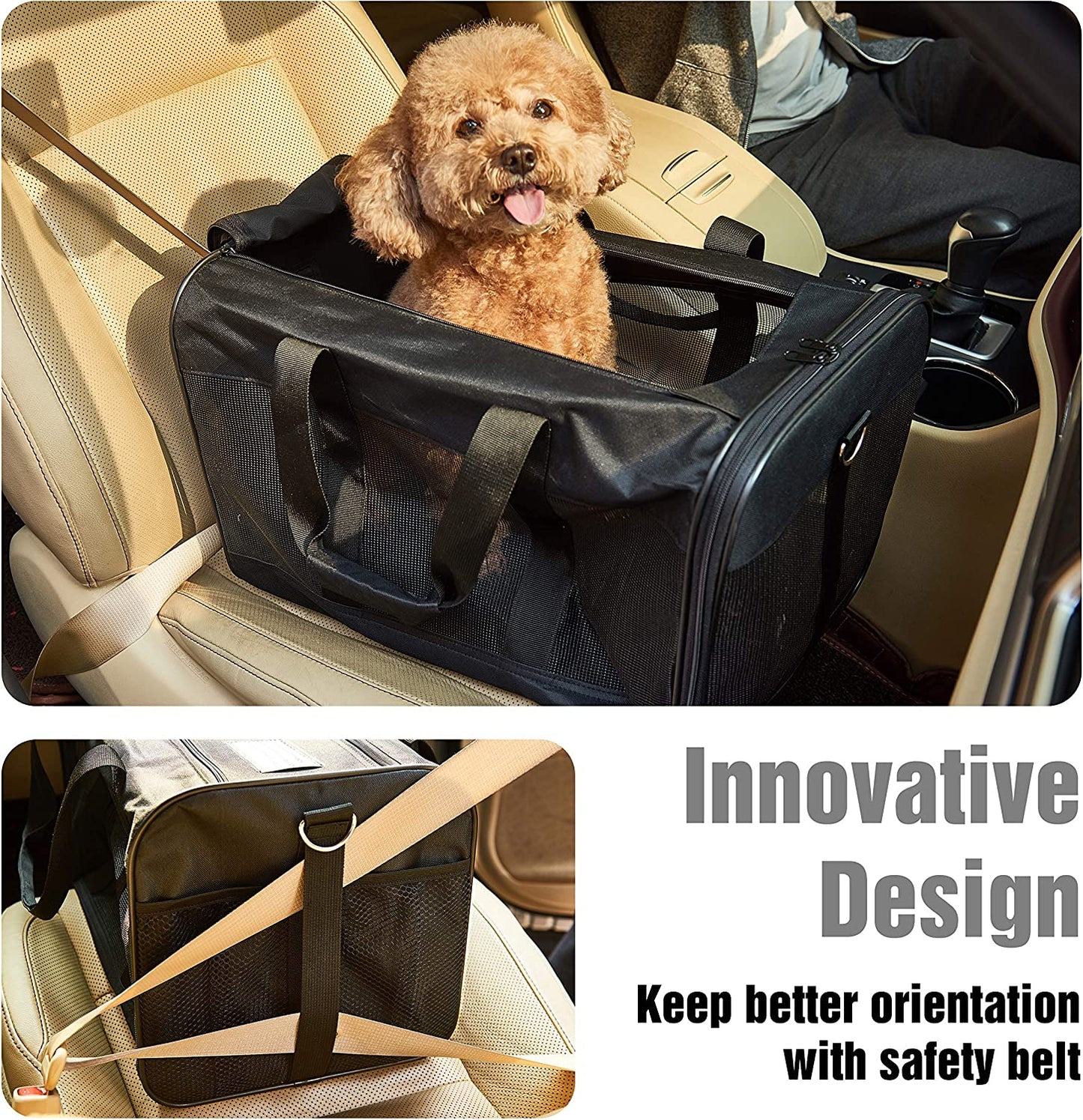 Scratchme Pet Travel Carrier Soft Sided Portable Bag for Cats, Small Dogs, Kittens or Puppies, Collapsible, Durable, Airline Approved, Carry Your Pet with You Safely and Comfortably (M)